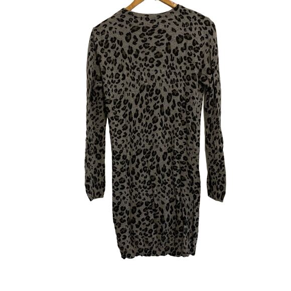 MNG Black Leopard Print Long Sleeve Bodycon Sweater Dress - Picture 8 of 8